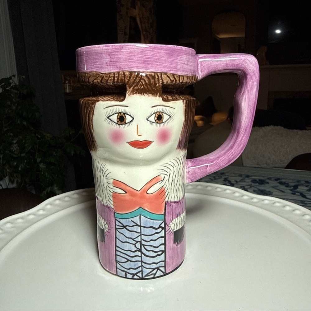 Ganz Bella Casa Susan Paley Travel Mug Lola - No Lid Purple Lady Brown Eyes Hair